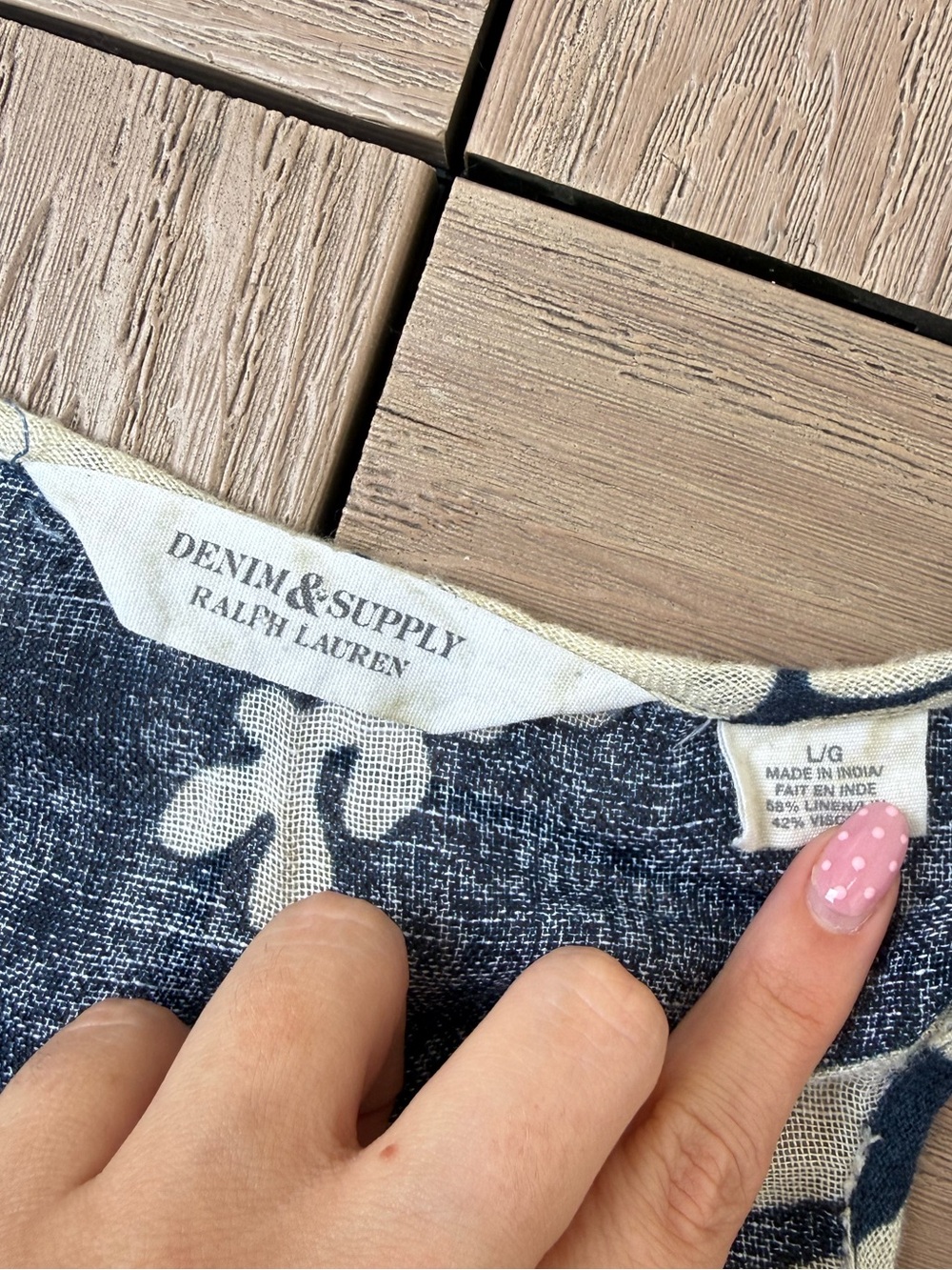 Denim & supply Ralph Lauren navy cream large floral print front tie beach dress - Picture 7 of 7